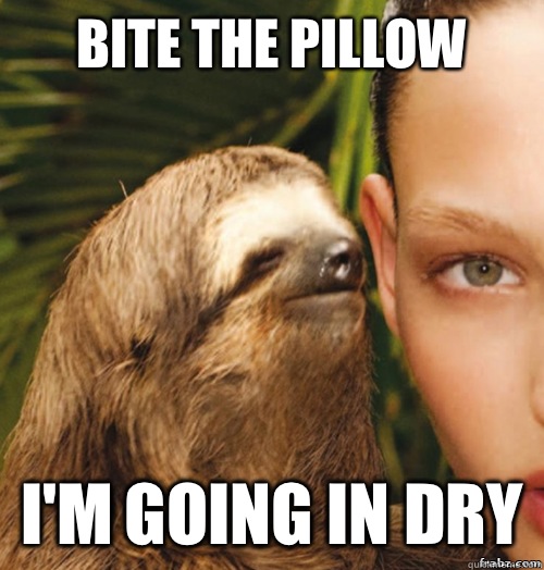 Bite the pillow I'm going in dry  rape sloth