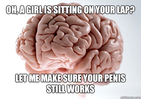 Oh, a girl is sitting on your lap? Let me make sure your penis still works   Scumbag Brain