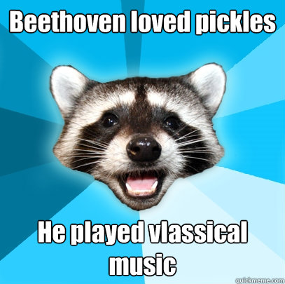 Beethoven loved pickles He played vlassical music - Beethoven loved pickles He played vlassical music  Lame Pun Coon