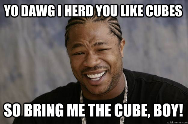 Yo dawg I herd you like cubes SO BRING ME THE CUBE, BOY! - Yo dawg I herd you like cubes SO BRING ME THE CUBE, BOY!  Xzibit meme