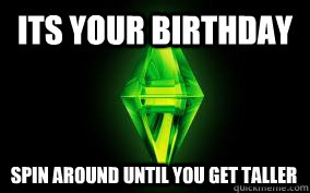 Its your birthday Spin around until you get taller  Sims