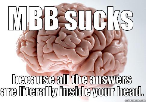 MBB SUCKS BECAUSE ALL THE ANSWERS ARE LITERALLY INSIDE YOUR HEAD. Scumbag Brain