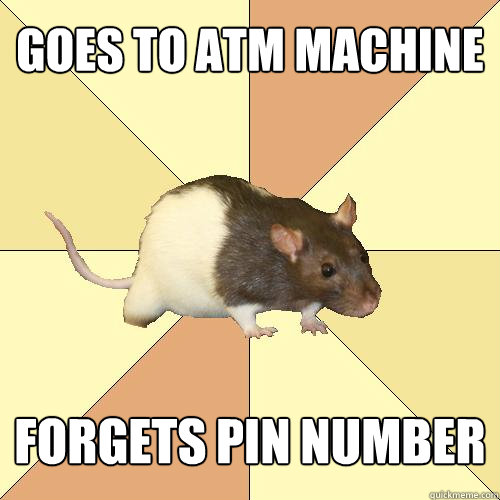 Goes to ATM machine Forgets PIN number - Goes to ATM machine Forgets PIN number  Redundant Rat