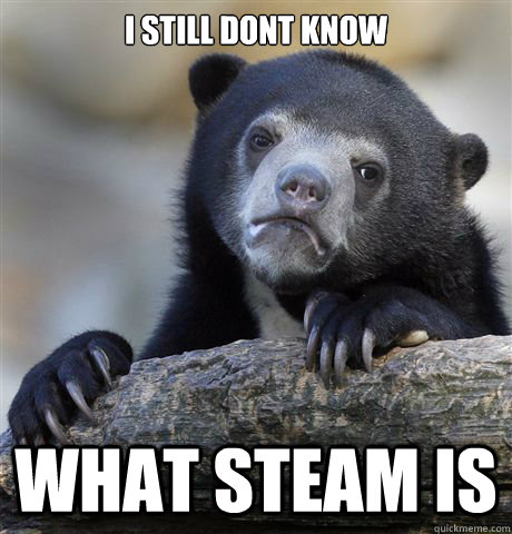 i still dont know what steam is  Confession Bear