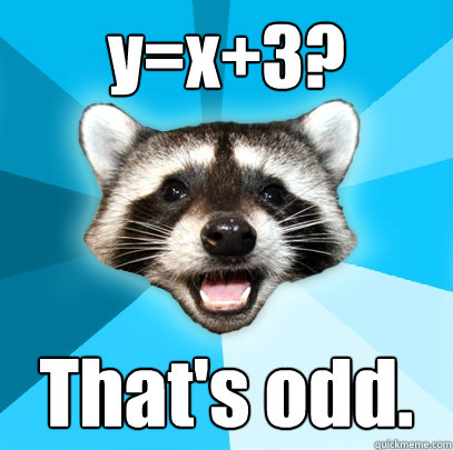 y=x+3? That's odd.  Lame Pun Coon