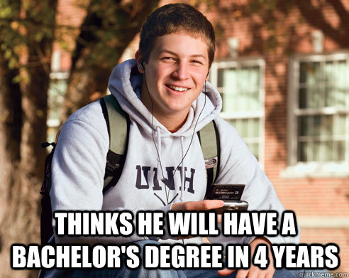  Thinks he will have a Bachelor's degree in 4 years -  Thinks he will have a Bachelor's degree in 4 years  College Freshman