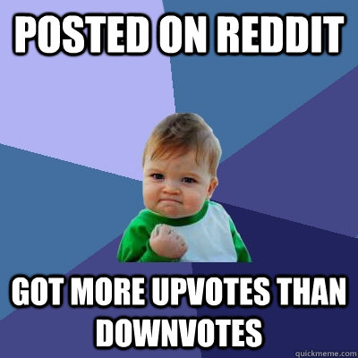 Posted on reddit got more upvotes than downvotes  Success Kid