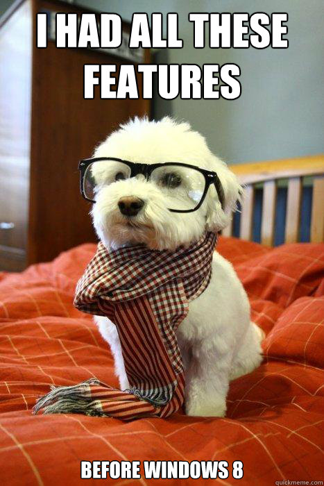 I had all these features Before windows 8  Hipster Dog