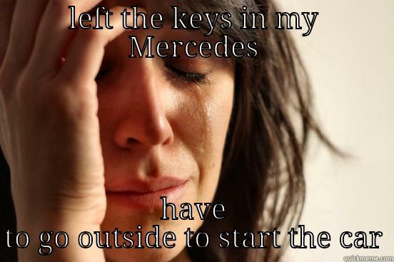 LEFT THE KEYS IN MY MERCEDES HAVE TO GO OUTSIDE TO START THE CAR First World Problems