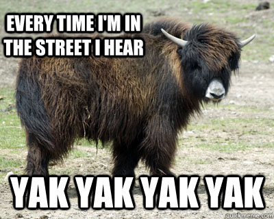 Every time I'm in the street I hear YAK YAK YAK YAK - Every time I'm in the street I hear YAK YAK YAK YAK  Hipster Yak