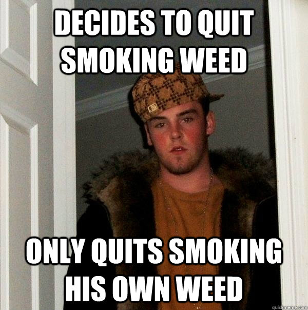 Decides to quit smoking weed Only quits smoking his own weed  Scumbag Steve