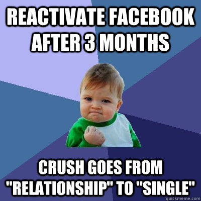 Reactivate facebook after 3 months Crush goes from 