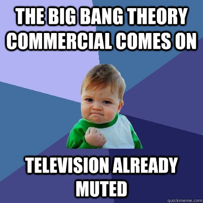 The Big Bang Theory commercial comes on television already muted  Success Kid