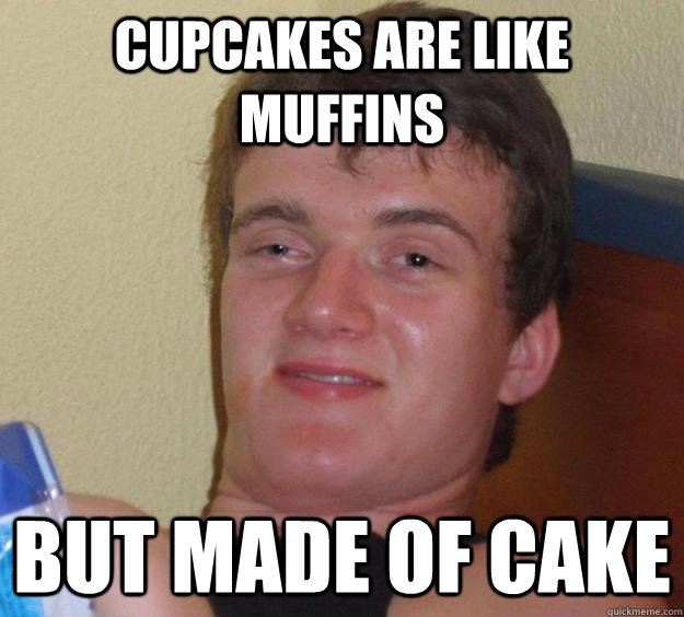 Cupcakes are like muffins but made of cake  10 Guy