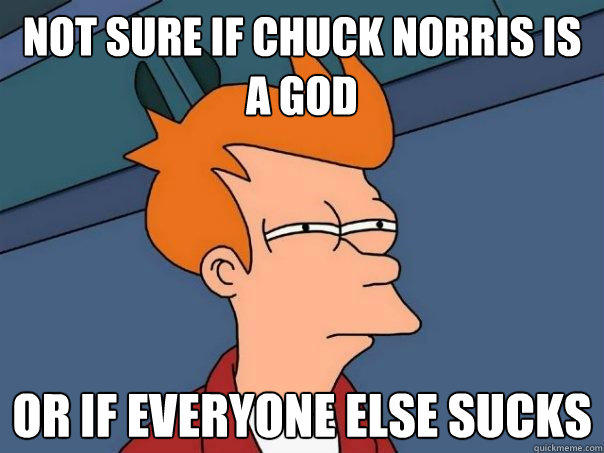 Not sure if Chuck Norris is a god Or if everyone else sucks  Futurama Fry