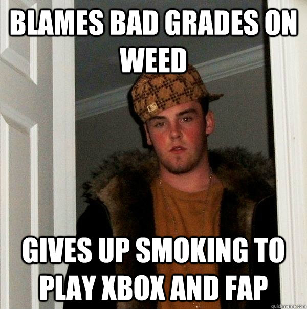 Blames bad grades on weed Gives up smoking to play xbox and fap  Scumbag Steve