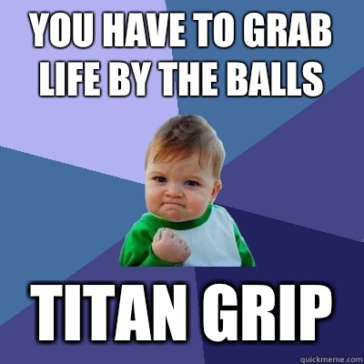 You have to grab life by the balls TITAN GRIP  Success Kid