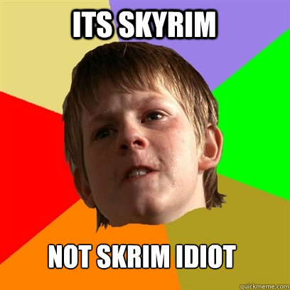 its skyrim  not skrim idiot   Angry School Boy