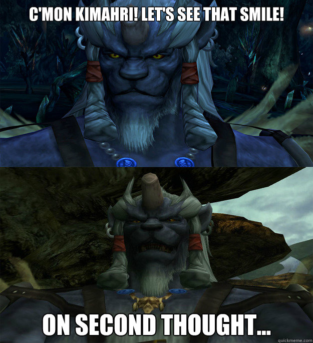 c'mon kimahri! let's see that smile! on second thought...  ffx meme3