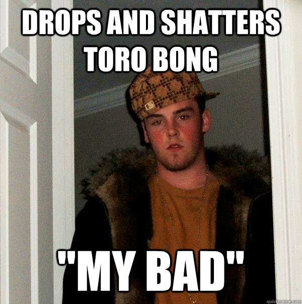 Drops and shatters Toro bong  