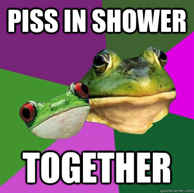 Piss in shower together - Piss in shower together  Foul Frog Couple