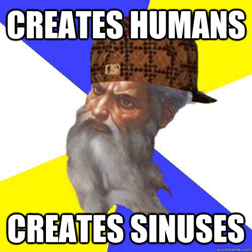 Creates humans creates sinuses  Scumbag Advice God