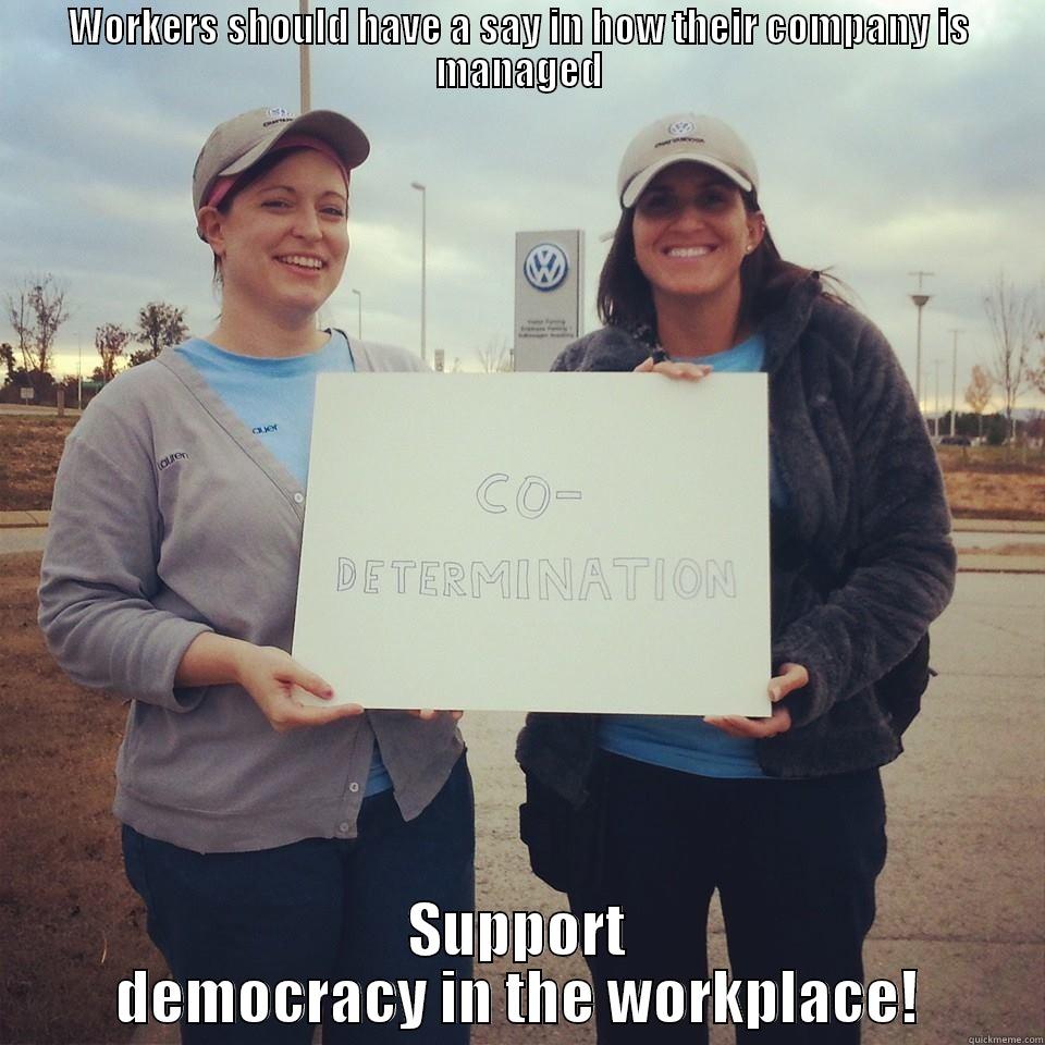 WORKERS SHOULD HAVE A SAY IN HOW THEIR COMPANY IS MANAGED SUPPORT DEMOCRACY IN THE WORKPLACE! Misc