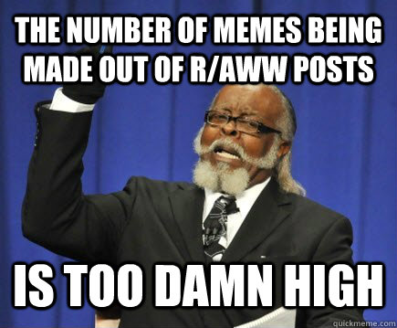 the number of memes being made out of r/aww posts is too damn high  Too Damn High