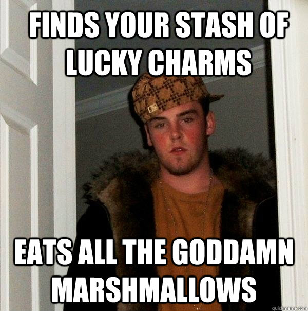 Finds your stash of lucky charms Eats all the goddamn marshmallows  Scumbag Steve