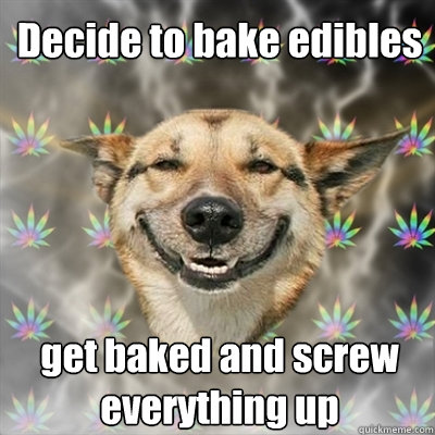 Decide to bake edibles get baked and screw everything up  Stoner Dog