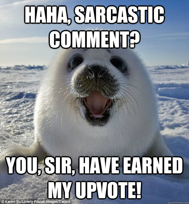 Haha, sarcastic comment? You, sir, have earned my upvote!  