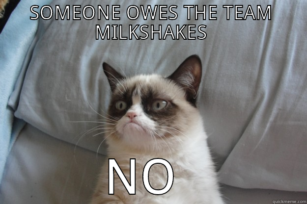 SOMEONE OWES THE TEAM MILKSHAKES NO  Grumpy Cat