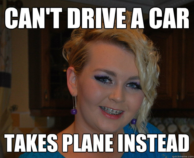 can't drive a car takes plane instead - can't drive a car takes plane instead  bridget logic