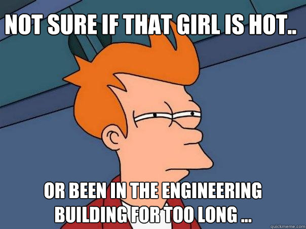 Not sure if that girl is hot.. Or been in the engineering building for too long ...  Futurama Fry