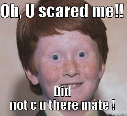 OH, U SCARED ME!!  DID NOT C U THERE MATE ! Over Confident Ginger