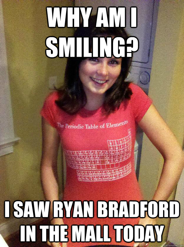 Why am I smiling? I saw Ryan Bradford in the mall today  Needy Reddit Girl