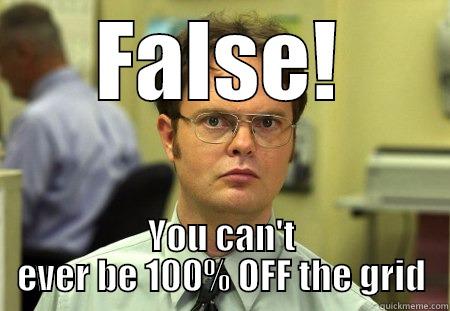 FALSE! YOU CAN'T EVER BE 100% OFF THE GRID Schrute