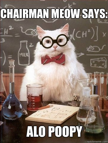 Chairman Meow says: Alo Poopy - Chairman Meow says: Alo Poopy  Chemistry Cat