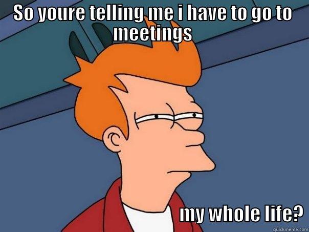 SO YOURE TELLING ME I HAVE TO GO TO MEETINGS                                                  MY WHOLE LIFE? Futurama Fry