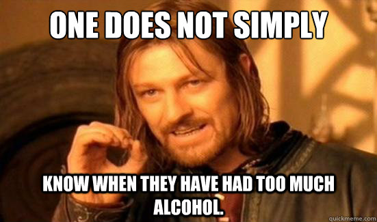 One Does Not Simply KNOW WHEN THEY HAVE HAD TOO MUCH Alcohol.  Boromir