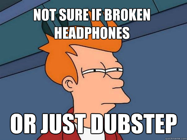 Not sure if broken headphones Or just dubstep  Futurama Fry