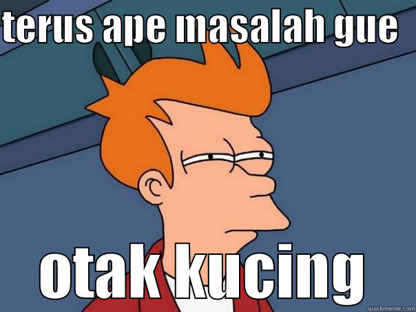 indonesian meme - TERUS APE MASALAH GUE   OTAK KUCING Futurama Fry