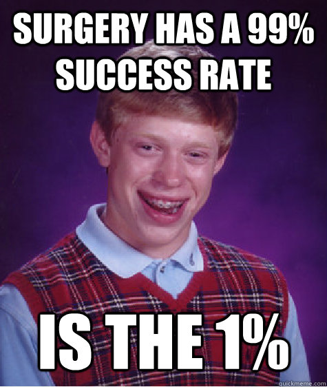 Surgery has a 99% success rate  Is the 1%  Bad Luck Brian