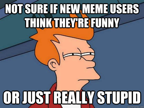 Not sure if new meme users think they're funny  or just really stupid  Futurama Fry