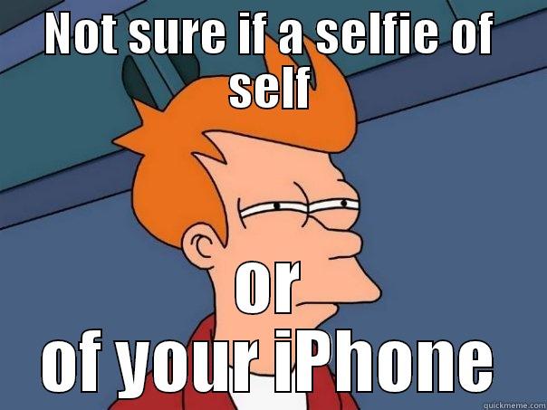 NOT SURE IF A SELFIE OF SELF OR OF YOUR IPHONE Futurama Fry