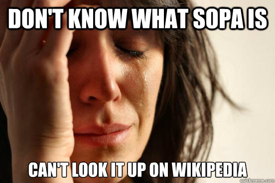 Don't know what sopa is can't look it up on wikipedia  First World Problems