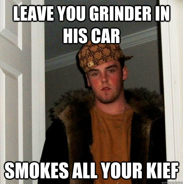 Leave you grinder in his car smokes all your kief  Scumbag Steve