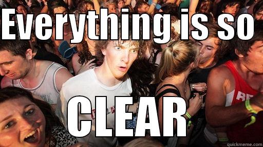 EVERYTHING IS SO  CLEAR Sudden Clarity Clarence