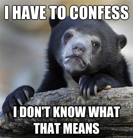 I have to confess 
 I don't know what that means  Confession Bear