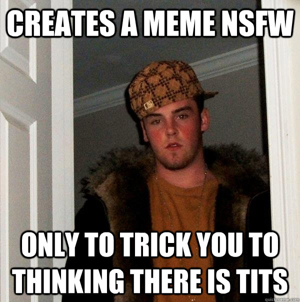 creates a meme nsfw only to trick you to thinking there is tits - creates a meme nsfw only to trick you to thinking there is tits  Scumbag Steve